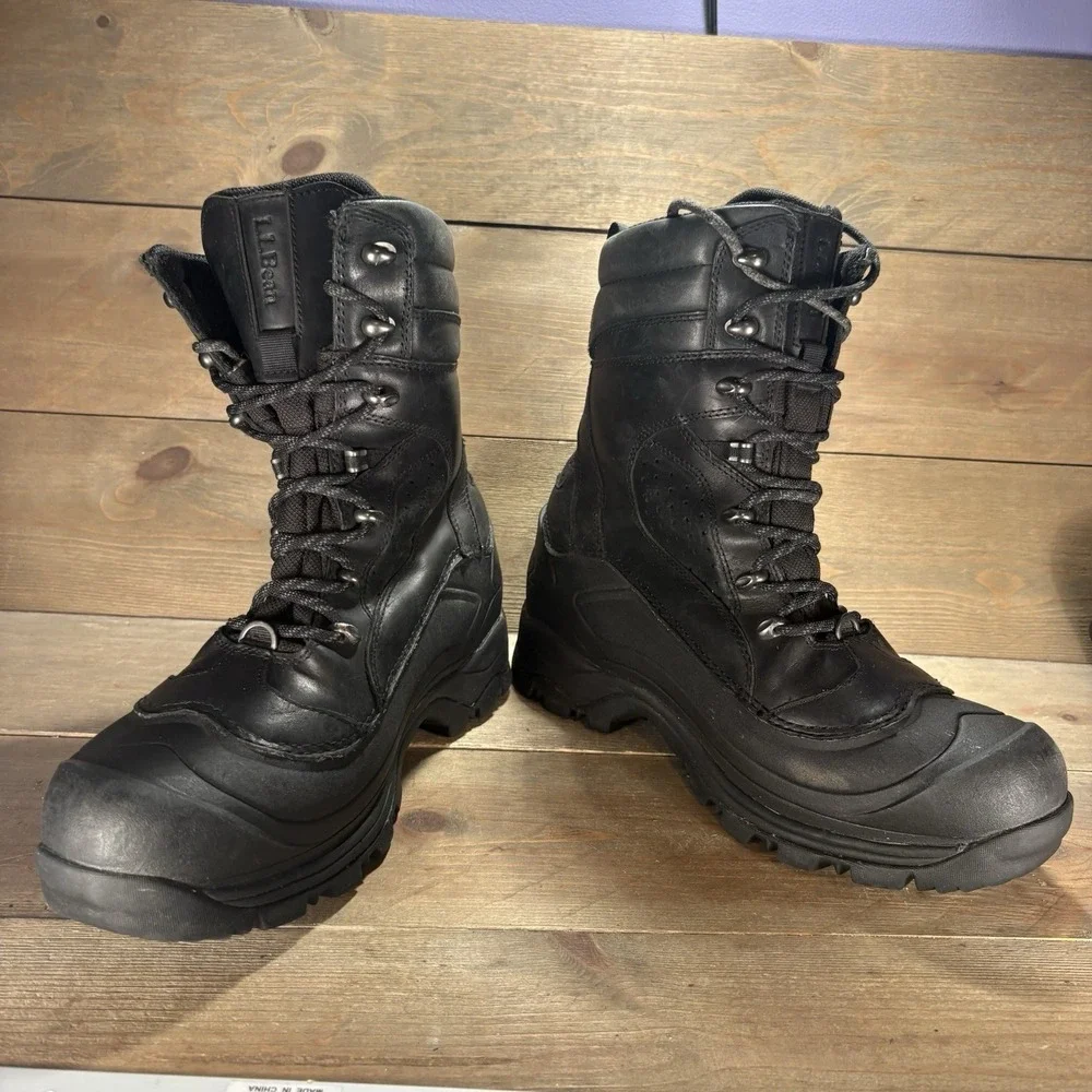 ll bean tek 2.5 mens size 11 shoes black leather insulated waterproof snow boots